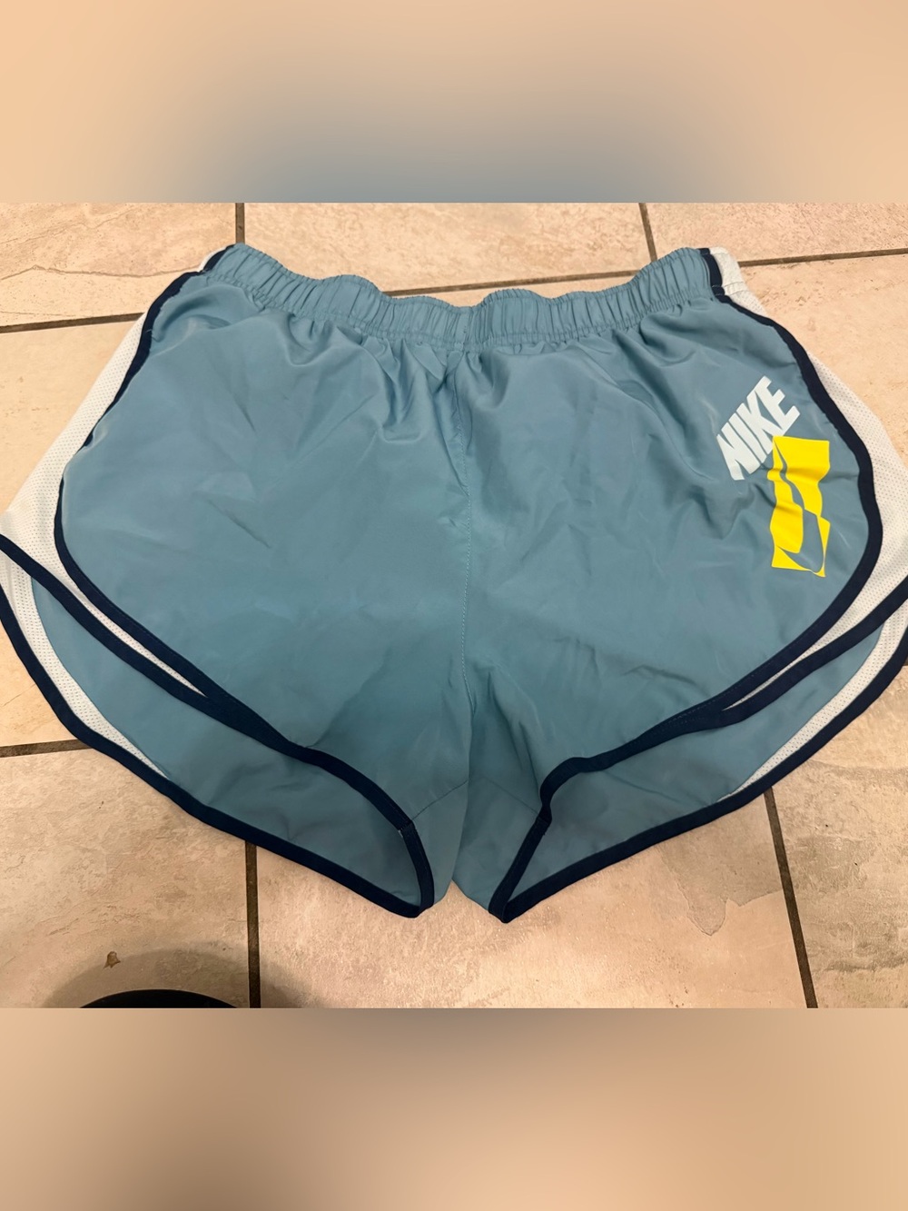 Nike Sky Blue Athletic Shorts with Navy Trim